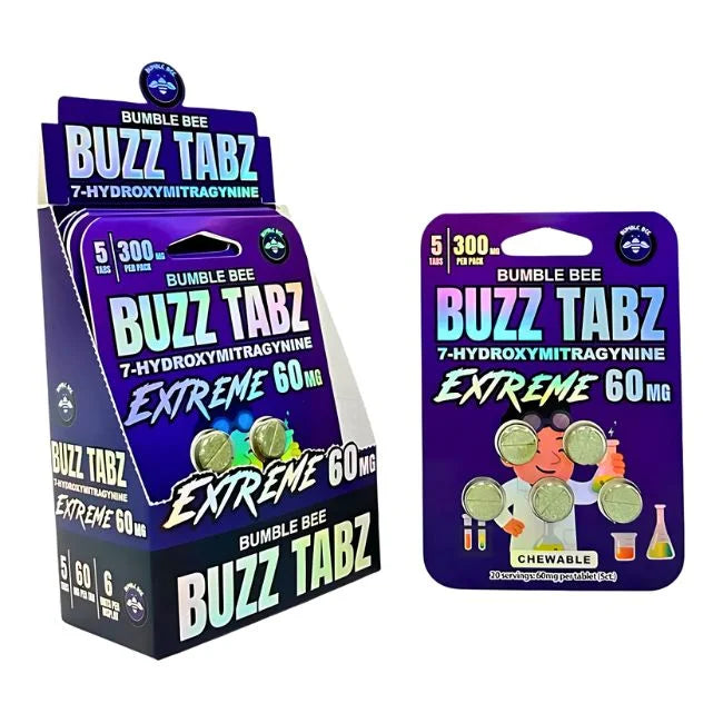Bumble Bee Buzz Tabz 7 Hydroxy Kratom Tablets Extreme 60mg per tablet 5pk