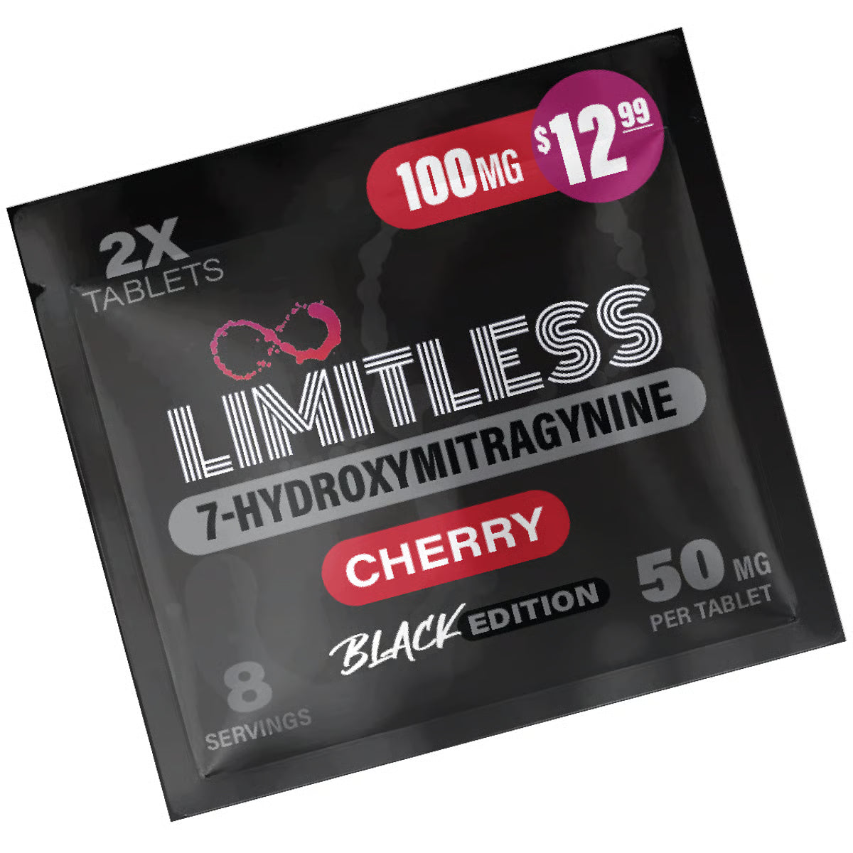 Limitless 7 Hydroxy 7oh Kratom Tablets 100mg 2ct Black Edition