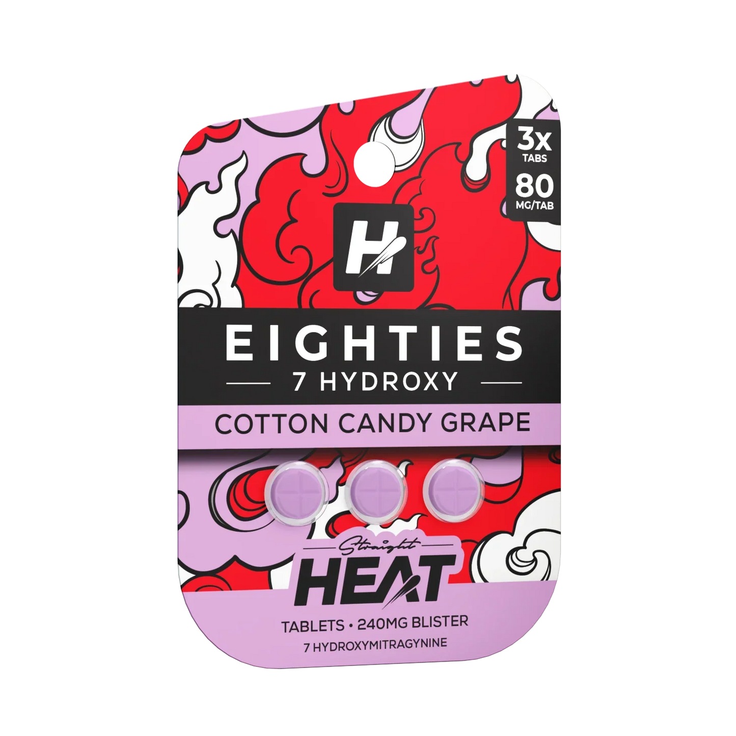 Straight Heat 7 Hydroxy Eighties Tablets Kratom 80mg 3ct