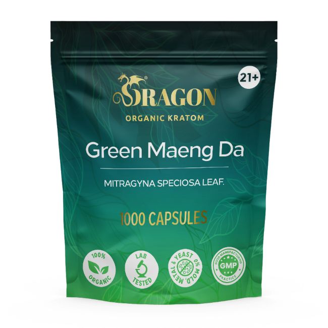 Green Maeng Da Dragon Organic Kratom Capsules Bag 1000ct