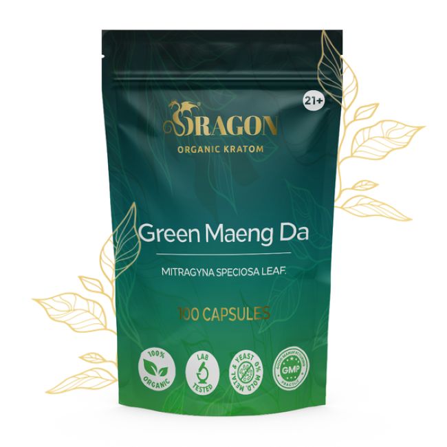 Green Maeng Da Dragon Organic Kratom Capsules Bag 100ct