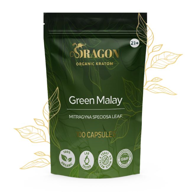 Green Malay Dragon Organic Kratom Capsules Bag 100ct