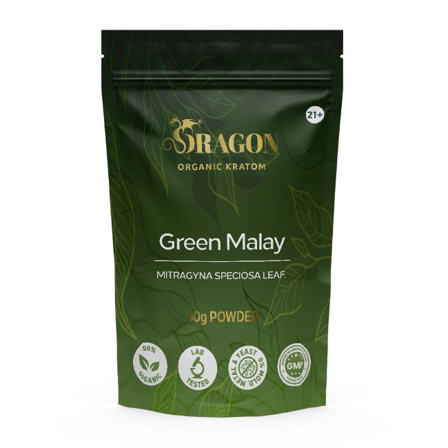 Green Malay Dragon Organic Kratom Powder Bag 50gm