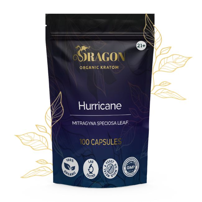 Hurricane Dragon Organic Kratom Capsules Bag 100ct