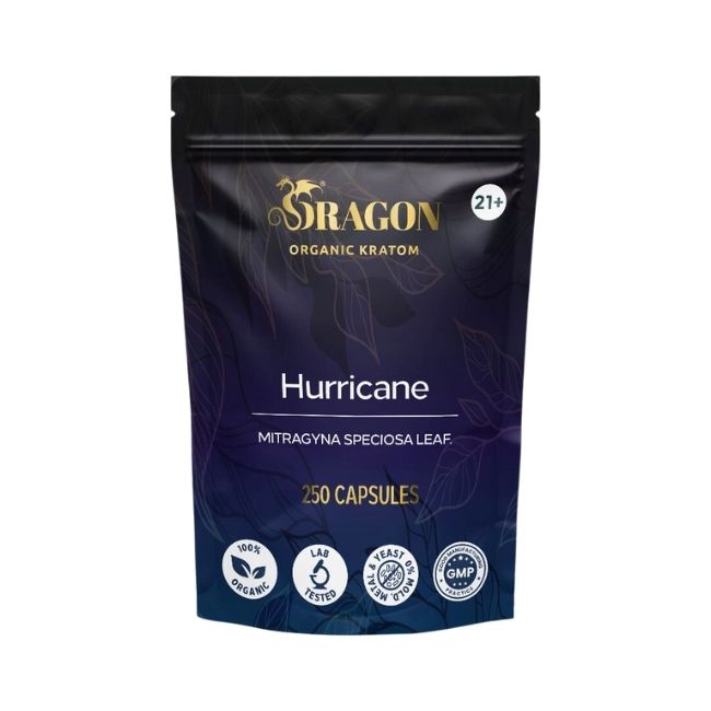 Hurricane Dragon Organic Kratom Capsules Bag 250ct