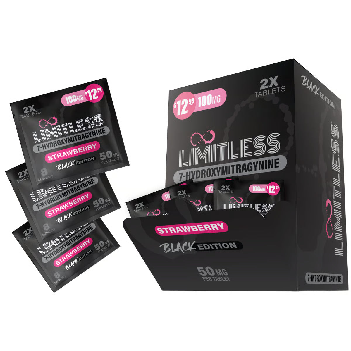 Limitless 7 Hydroxy 7oh Kratom Tablets 100mg 2ct Black Edition