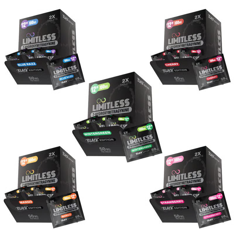 Limitless 7 Black Edition Hydroxymitragynine 100MG 2ct Tablets Kratom