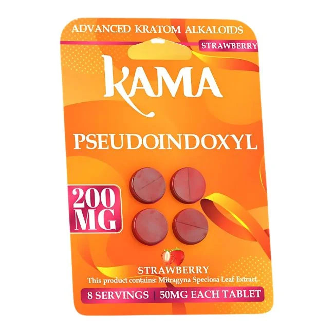 Strawberry Kama Pseudo Kratom Tablets Advanced Alkanoids 50mg per tablet 4pk 200mg
