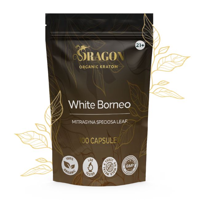 White Borneo Dragon Organic Kratom Capsules Bag 100ct