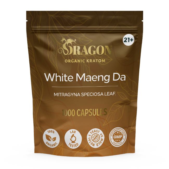 White Maeng Da Dragon Organic Kratom Capsules Bag 1000ct
