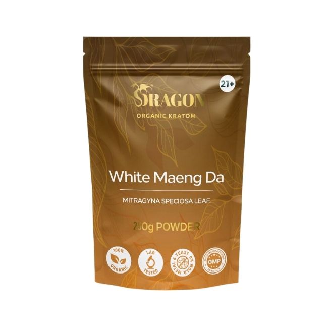 White Maeng Da Dragon Organic Kratom Powder Bag 250mg