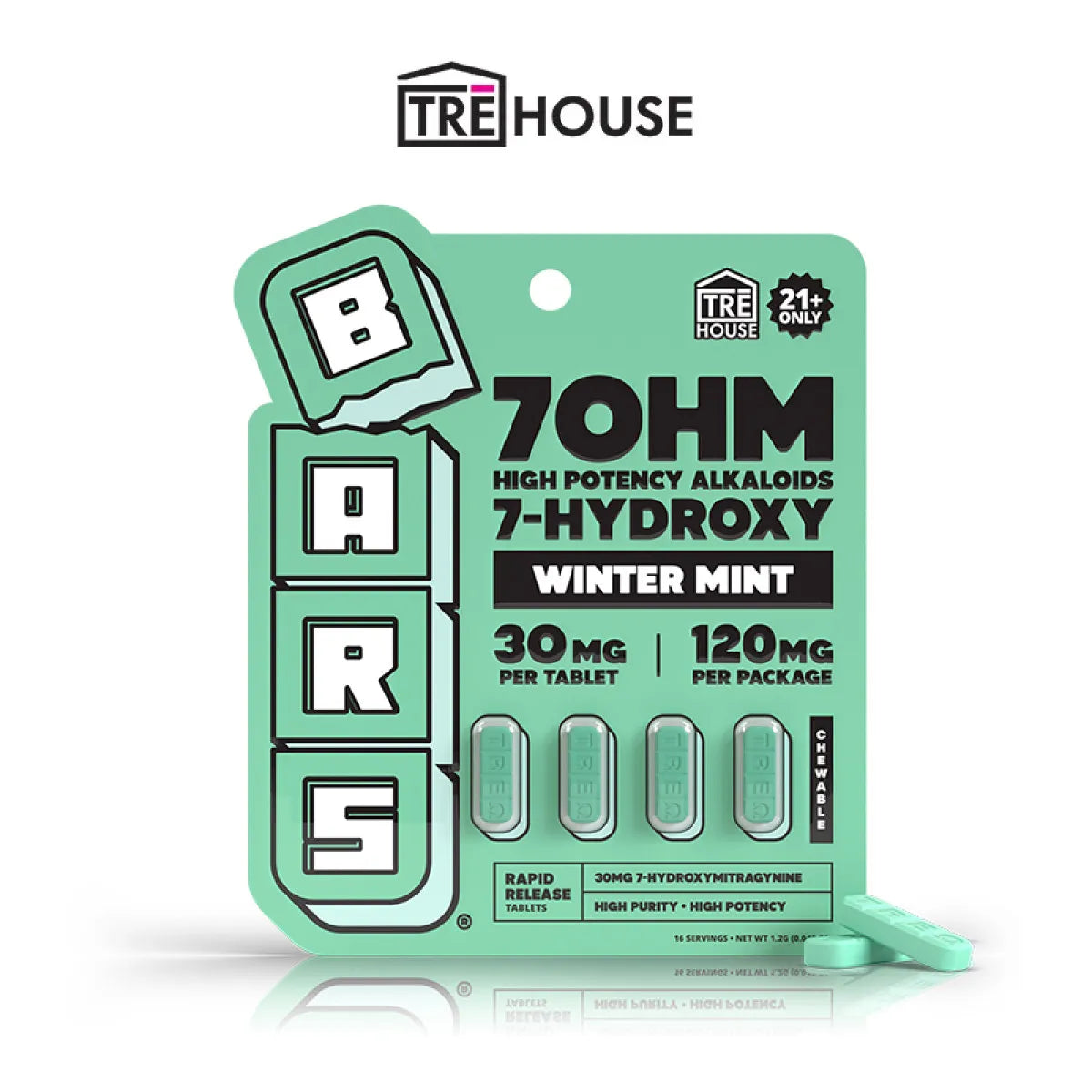 Tre House Bars 7 Hydroxy Kratom Tablets 30mg 4ct