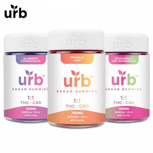 Urb 1:1 THC + CBD Delta Vegan Gummies 750mg | 25 Count per Jar