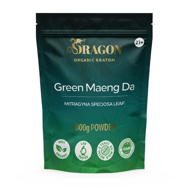 Green Maengda Dragon Organic Kratom 1000gm Powder Bag