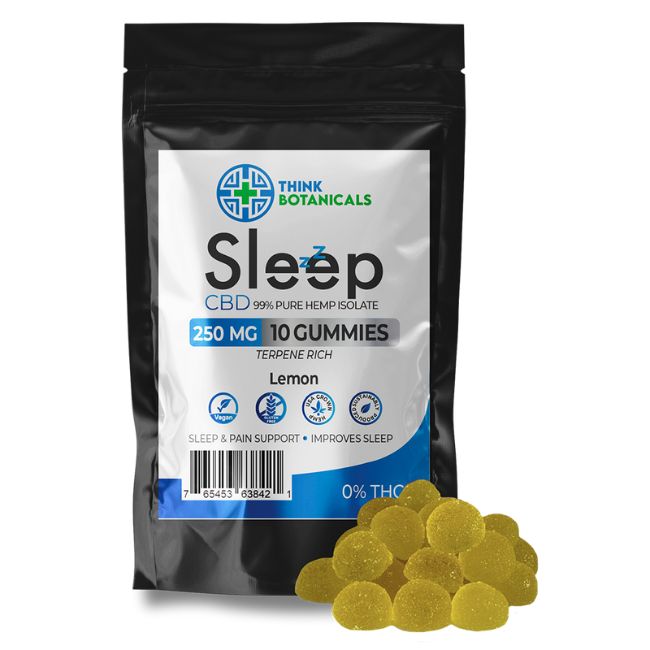 Lemon Sleep Think Botanicals CBD Gummies 250mg 10ct