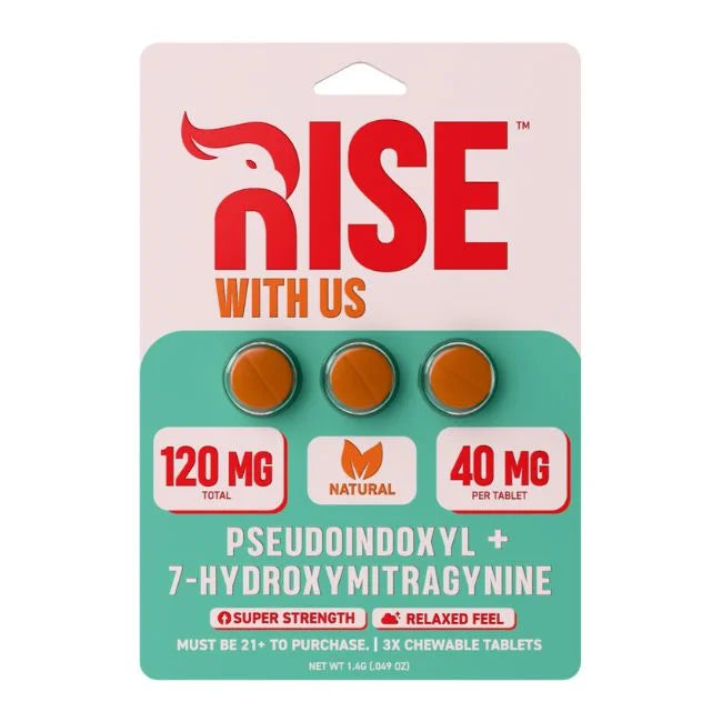 Rise With Us Pseudo 7 Hydroxy Tablet Kratom 40mg per tablet 3pk