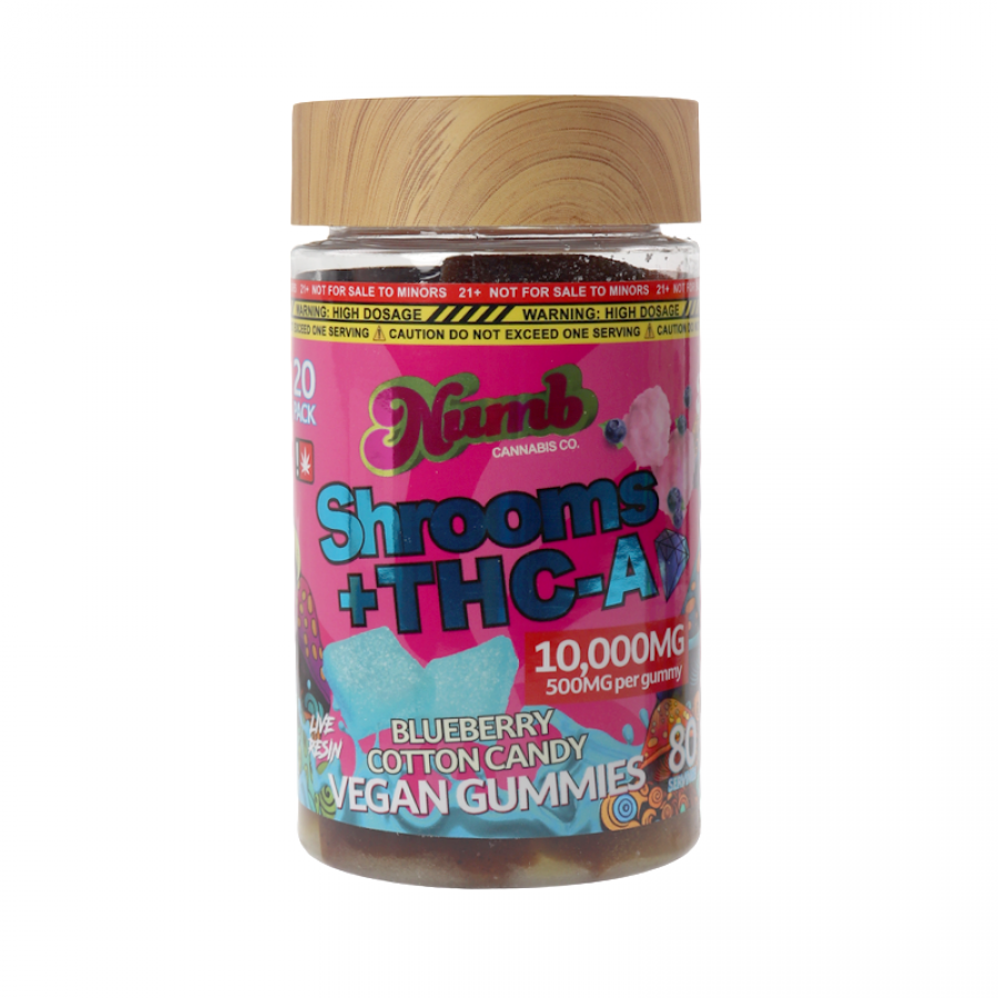 Numb THCA  Live Resin Shrooms Gummies 10000mg | 20 Pack per Jar