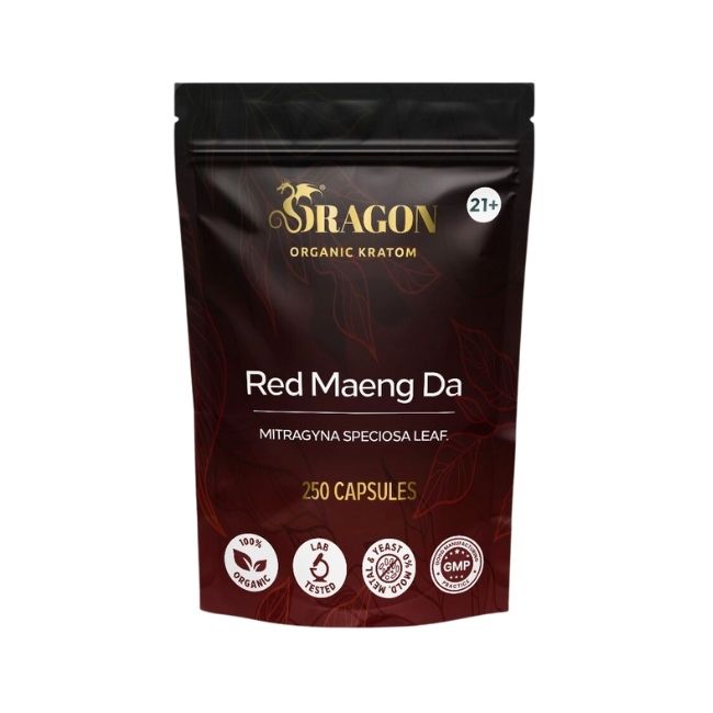 Red Maeng Da Dragon Organic Kratom Capsules Bag 250ct