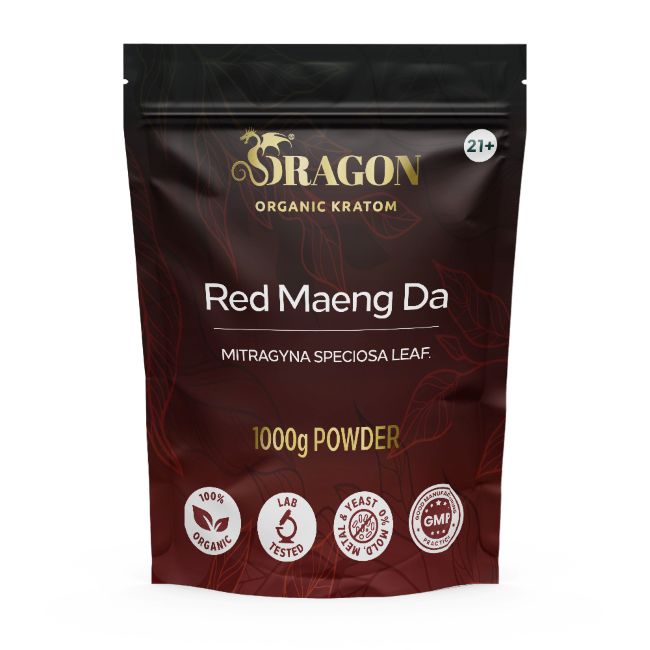 Red Maengda Dragon Organic Kratom 1000gm Powder Bag