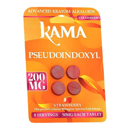 Strawberry Kama Pseudo Kratom Tablets Advanced Alkanoids 50mg per tablet 4pk 200mg
