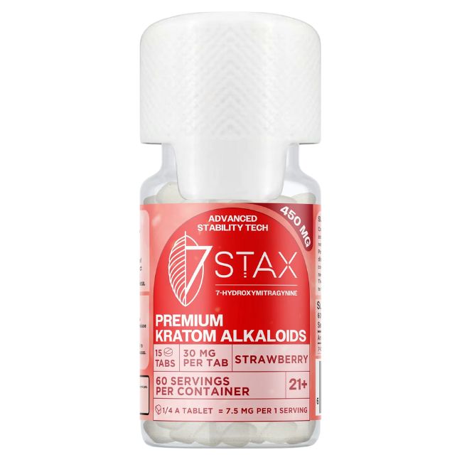 Strawberry Stax 7 Hydroxy Kratom Alkaloids Tablet 30mg 15ct