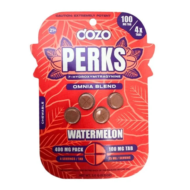 Dozo Perks 7 Hydroxy Kratom Tablets 100mg per tablet 4pk total 400mg