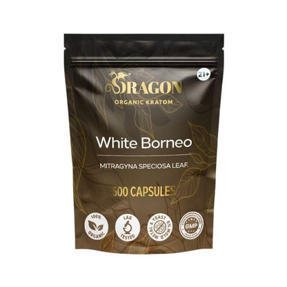 White Borneo Dragon Organic Kratom 500ct Capsules Bag