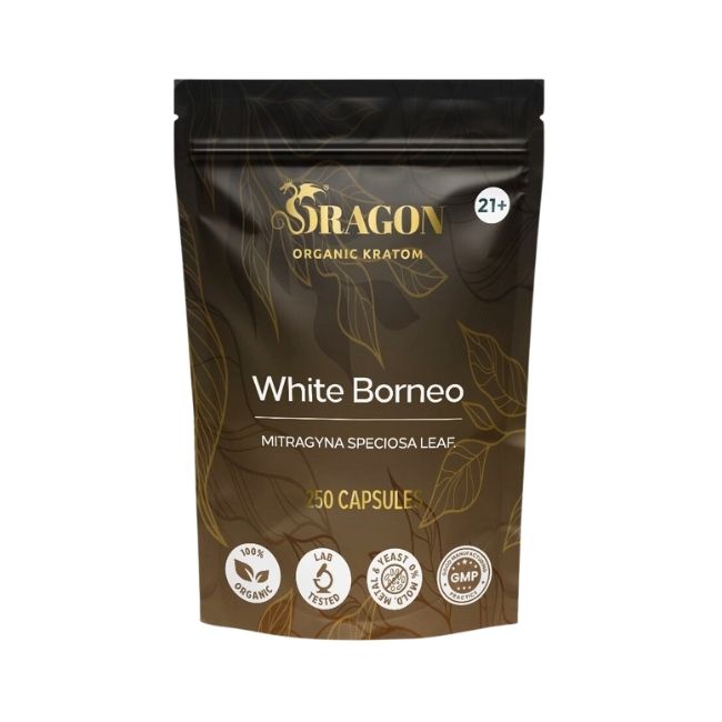 White Borneo Dragon Organic Kratom Capsules Bag 250ct