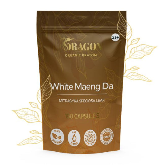 White Maeng Da Dragon Organic Kratom Capsules Bag 100ct 